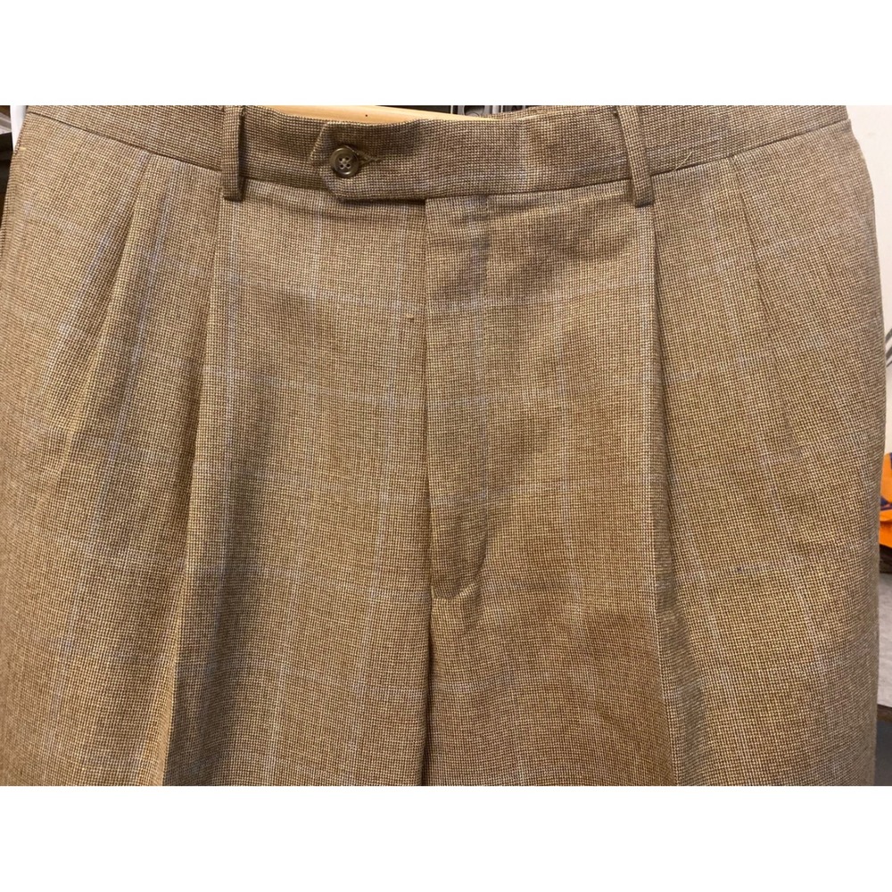 Jos. A. Bank Pleated Front Cuffed Glen Plaid Men's 35 REG Wool Pants - Picture 2 of 8